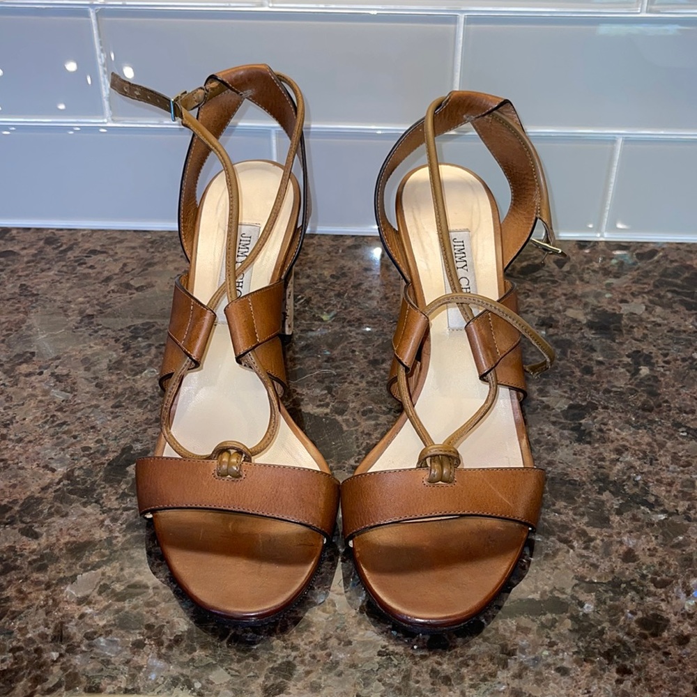 Jimmy Choo Brown Sandal Chunky Heel